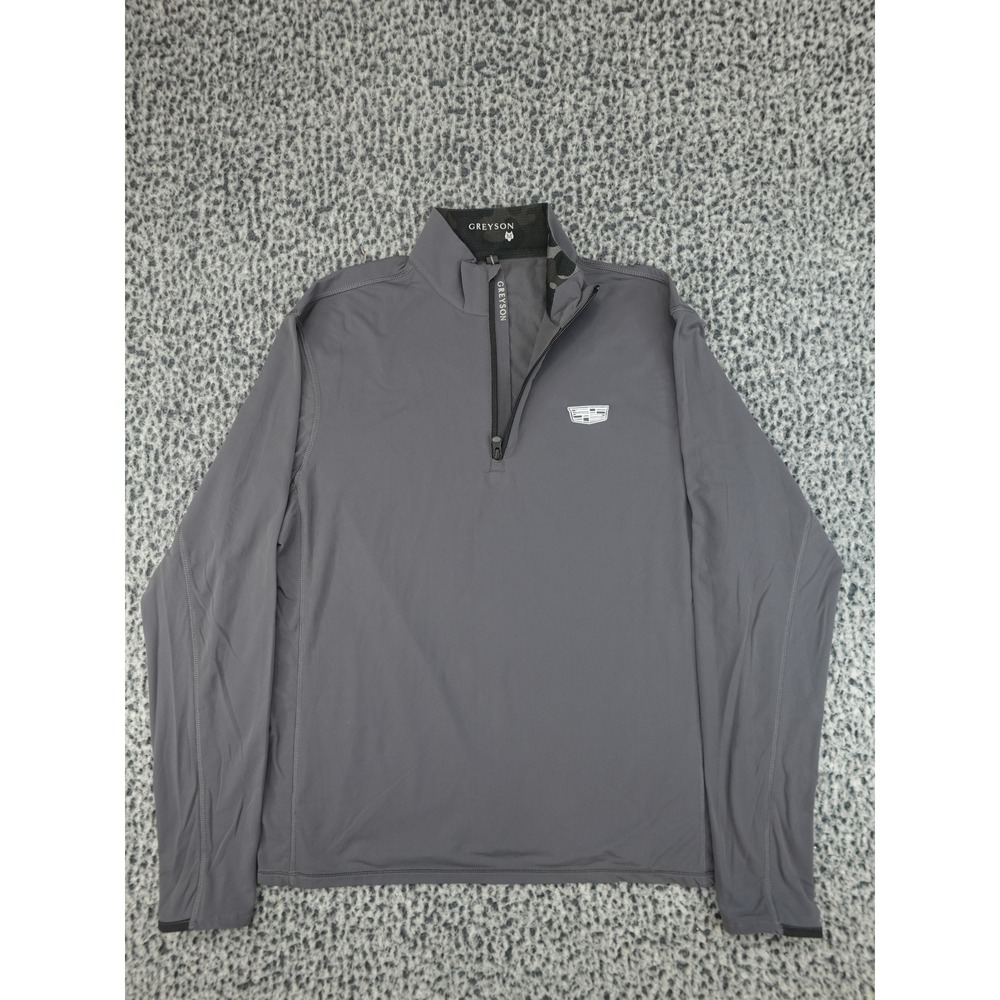 Greyson Quarter Zip Pullover Mens Medium Gray Cadillac Logo Long Sleeve